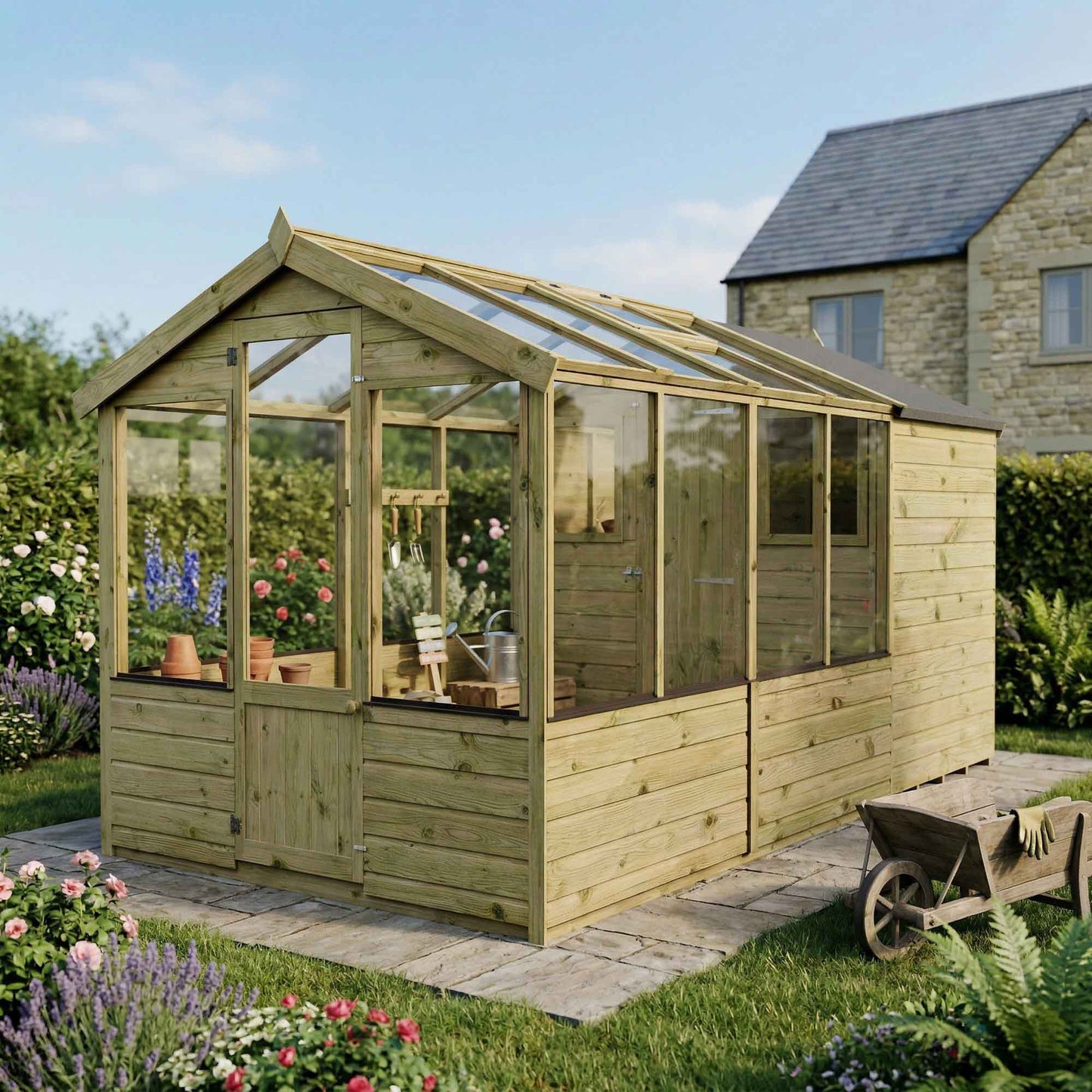 12 x 6 Traditional Apex Greenhouse Combi Shed