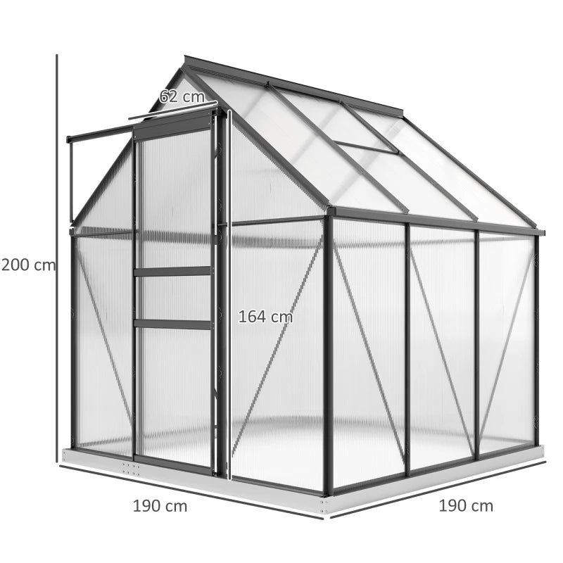 Greenhouse with dimensions indicated on a white background