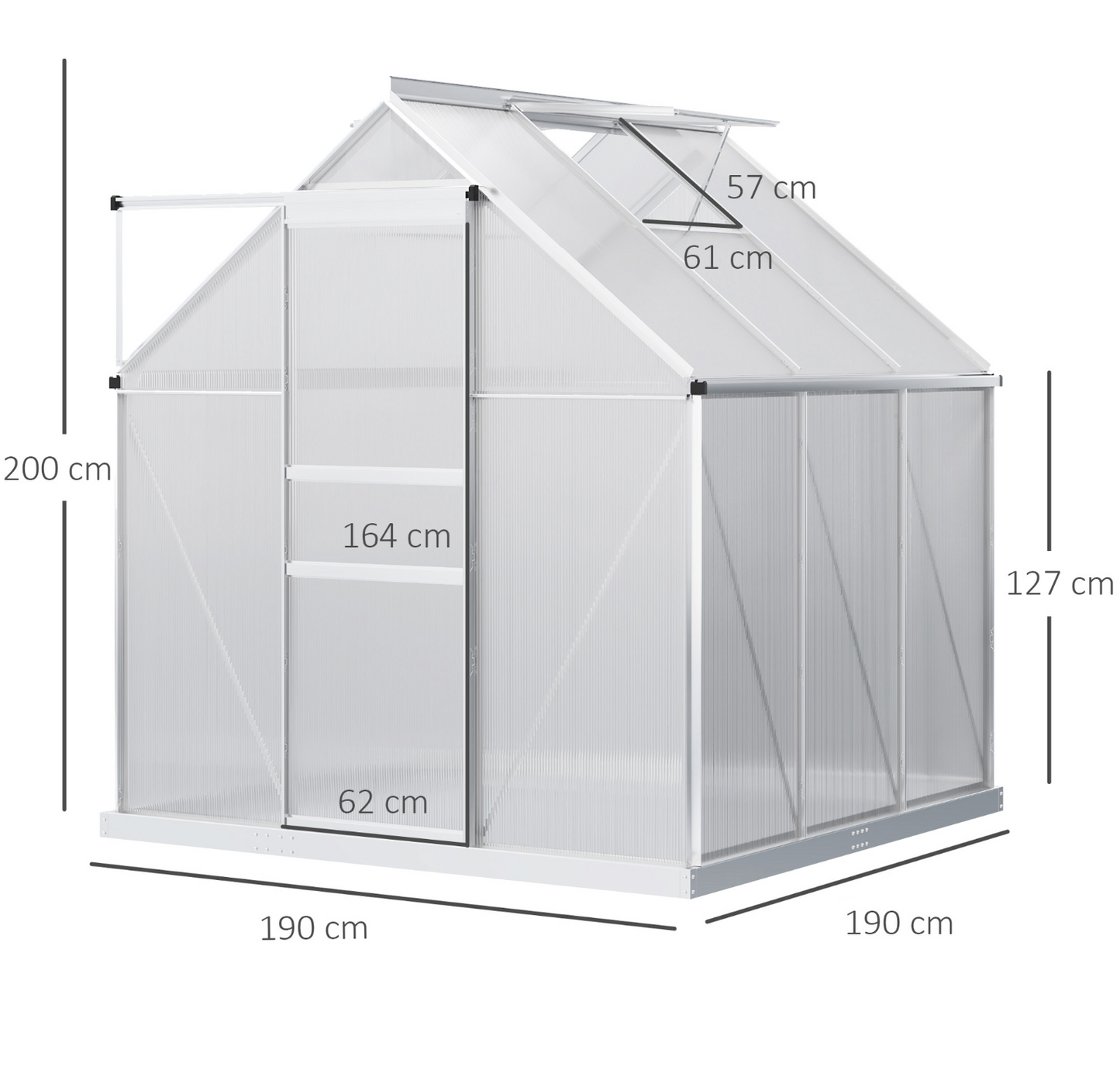 Outsunny Greenhouse with dimensions labeled on a white background