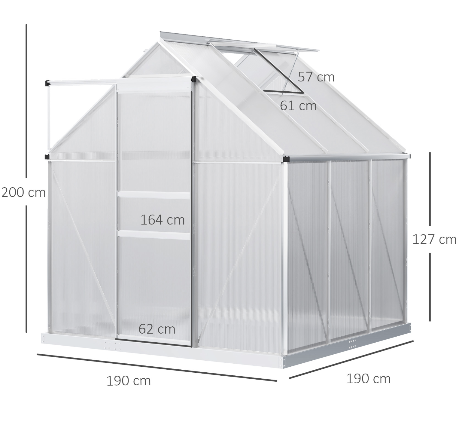 Outsunny Greenhouse with dimensions labeled on a white background