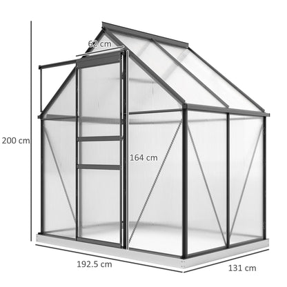 Greenhouse with dimensions indicated on a white background