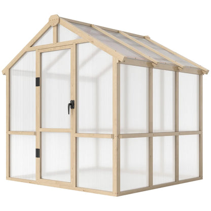 Wooden greenhouse with transparent panels on a white background