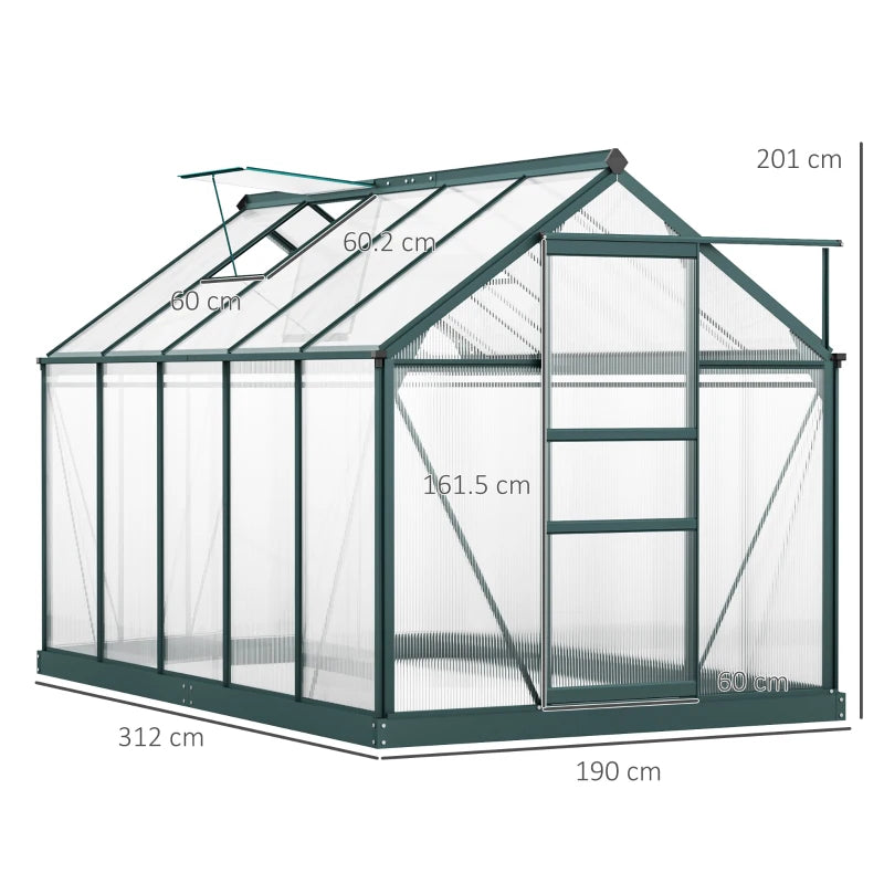 Greenhouse with dimensions labeled on a white background