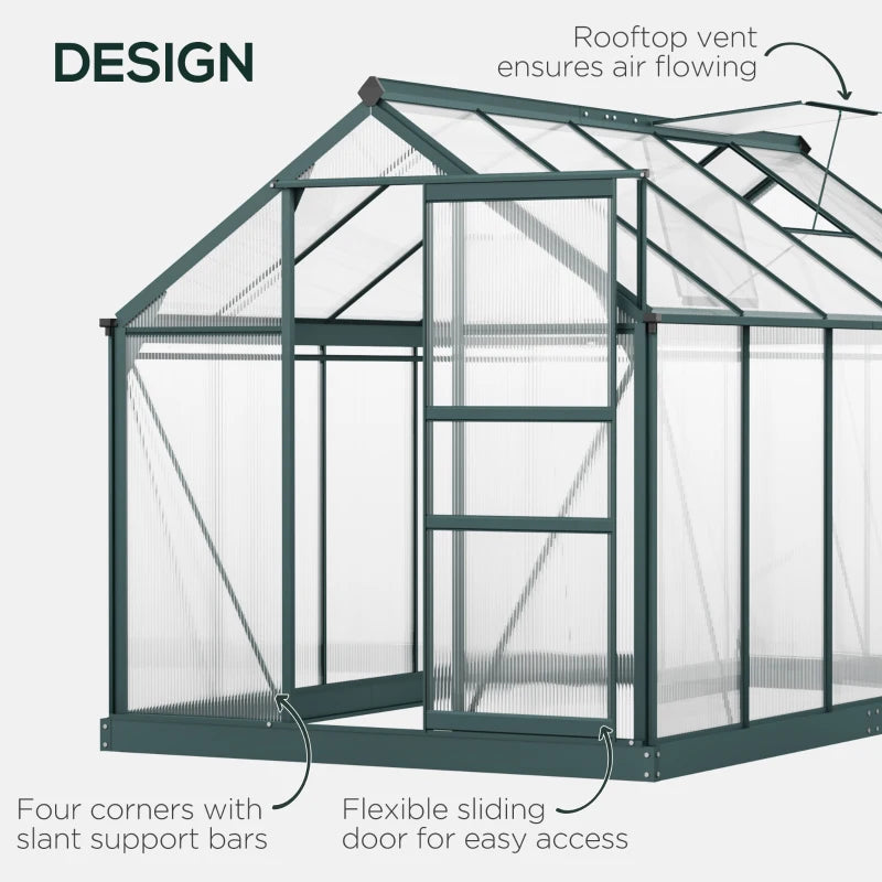 Greenhouse with features highlighted on a white background