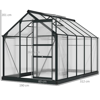 Greenhouse with dimensions labeled on a white background