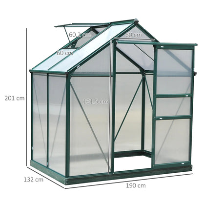 Greenhouse with dimensions labeled on a white background