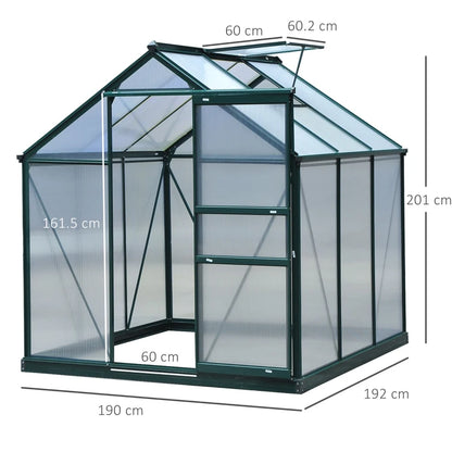 Greenhouse with dimensions marked on a white background