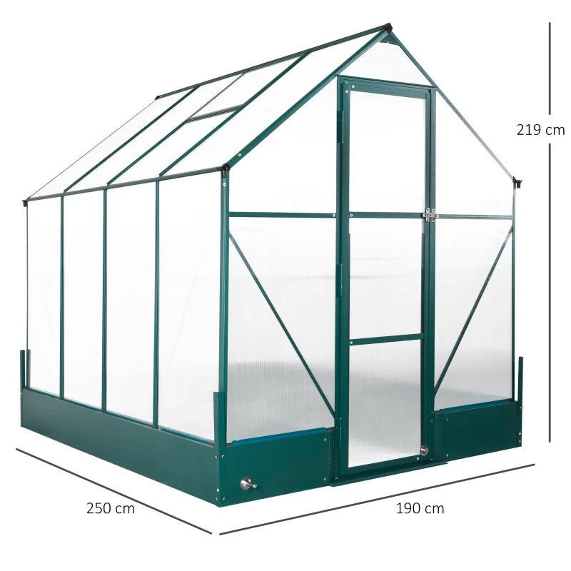 Greenhouse with dimensions on a white background
