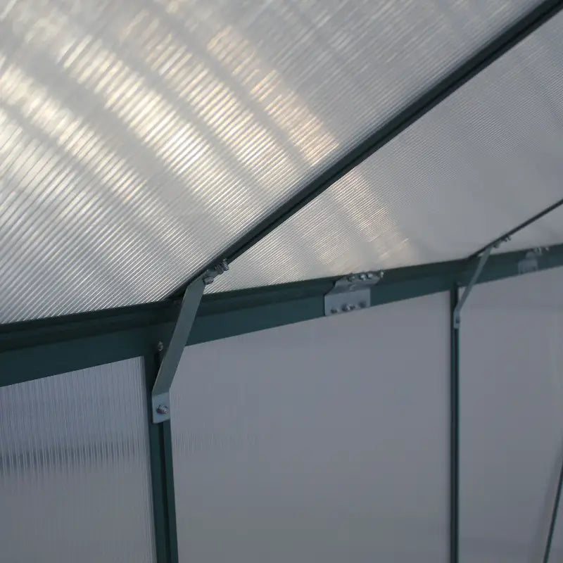 Close-up of a transparent roof with metal frame structure