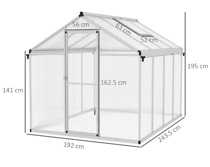 Outsunny Greenhouse with dimensions labeled on a white background