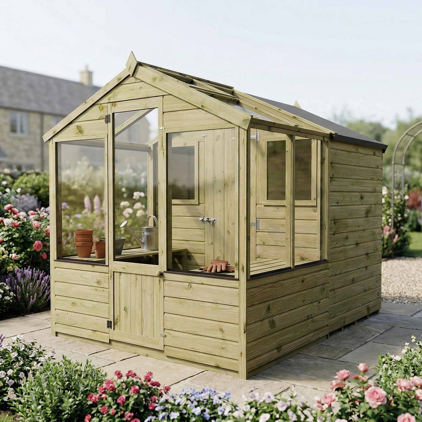 Traditional Apex Greenhouse Combi Shed
