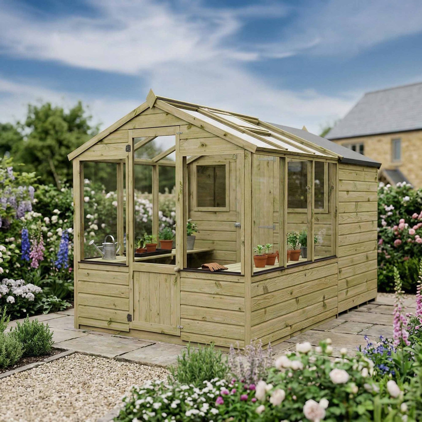 10 x 6 Traditional Apex Greenhouse Combi Shed