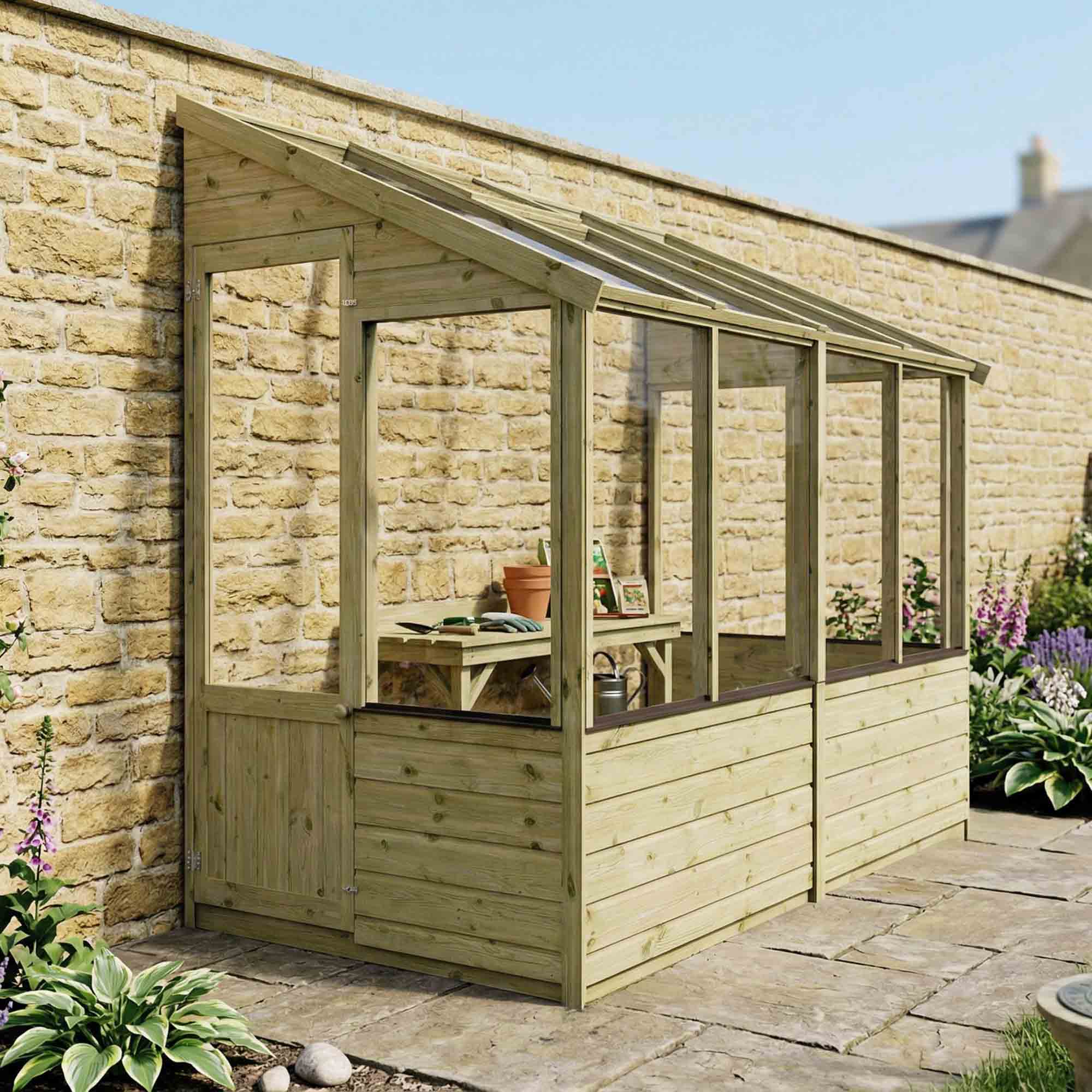 8 x 4 Traditional Lean-To Greenhouse – Norven Gardens