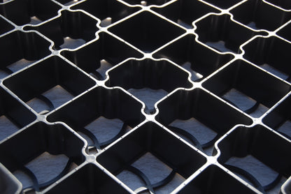 EcoBase Fastfit Shed Base Kit showing a sturdy plastic base with grid pattern for easy installation and support.