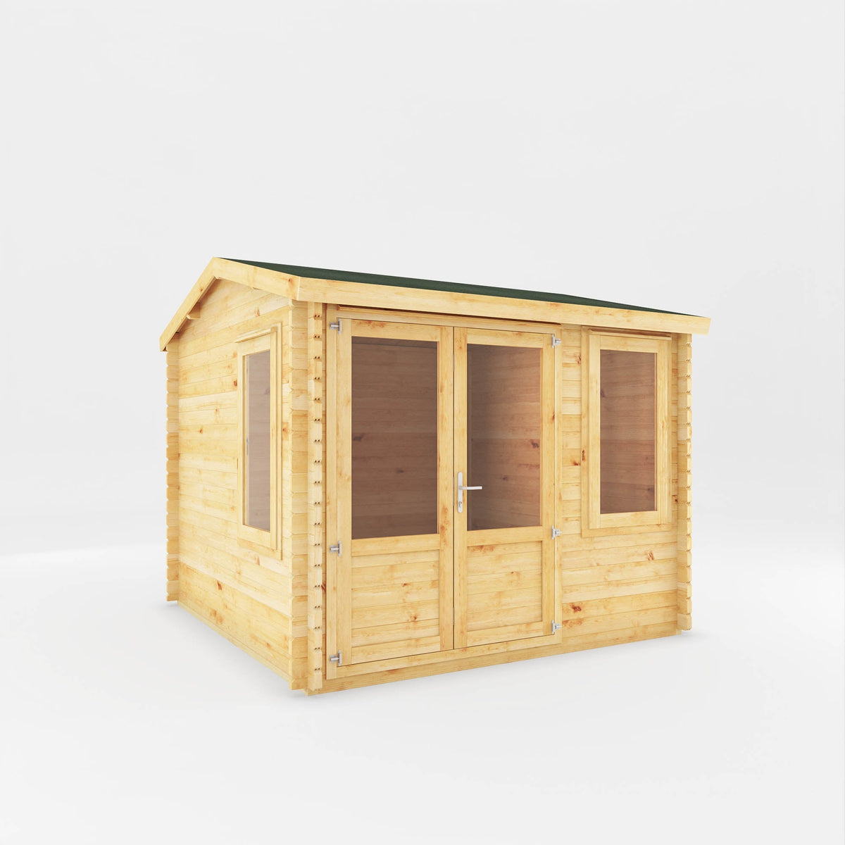 Natural timber home office log cabin by Mercia Garden Products, 3x3 meters, with a modern design for garden workspace.