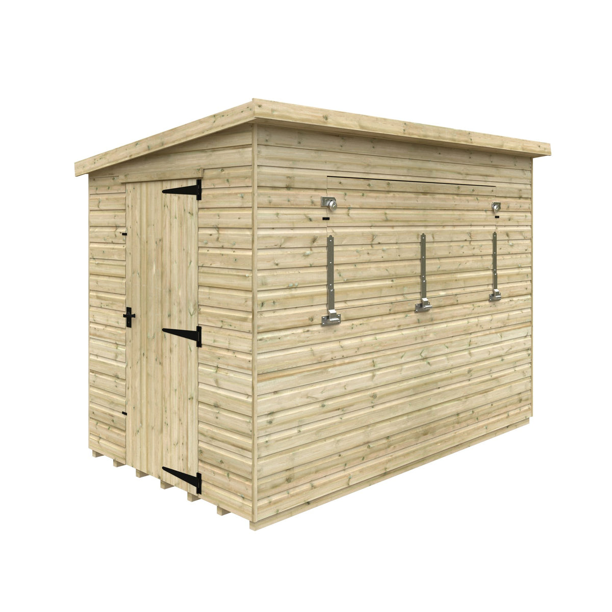 Norven Gardens Garden Bar Shed with wooden construction and glass-paneled doors, ideal for outdoor entertaining and storage.