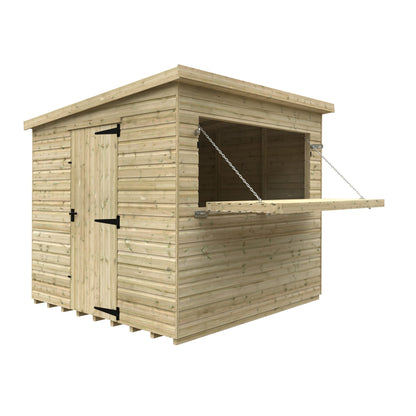Norven Gardens 8x8 garden bar shed with wood finish, featuring a sturdy structure and spacious design for outdoor entertaining.