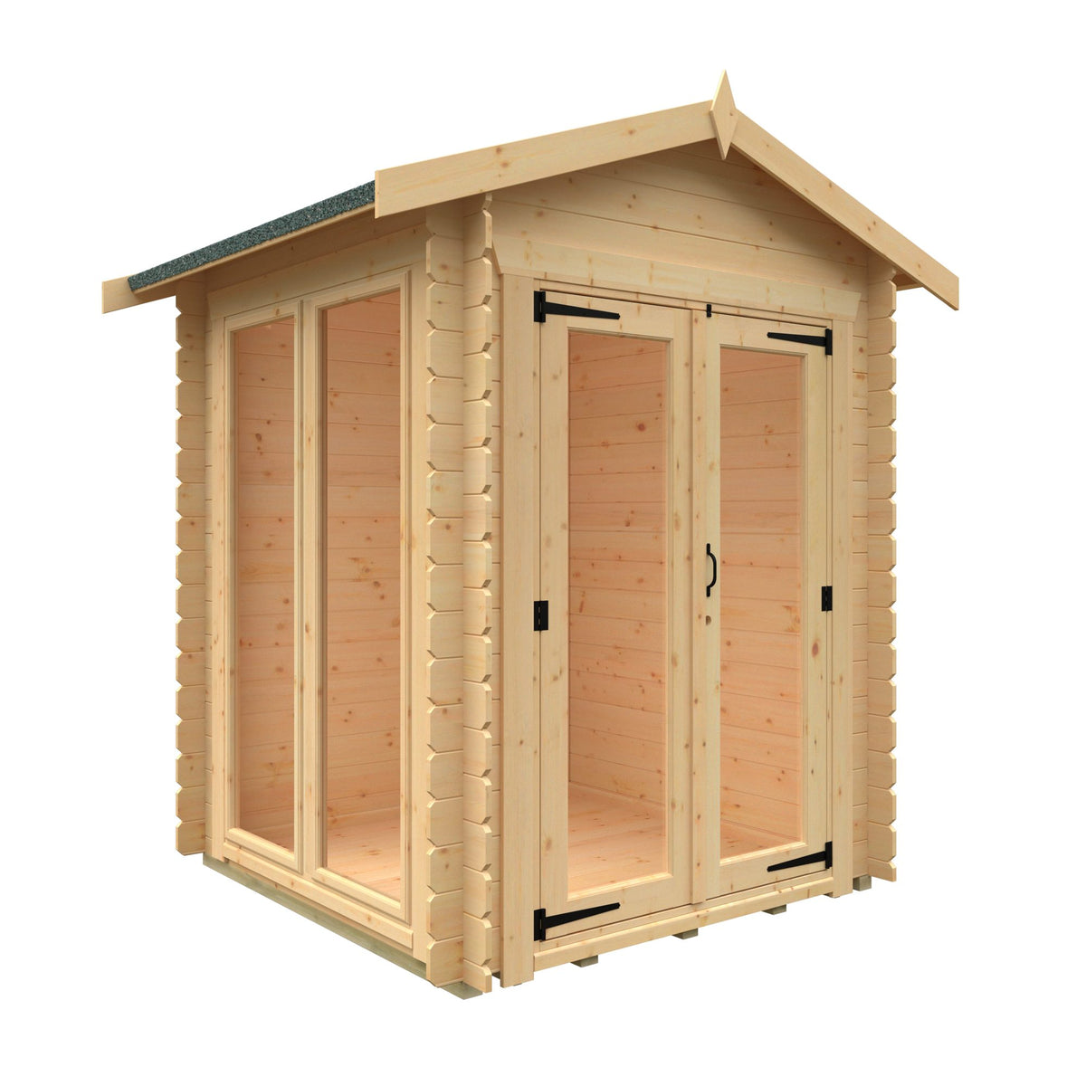 Norven Gardens glazed 19mm garden room log cabin with large windows, 6x6 size, ideal for outdoor leisure and garden use
