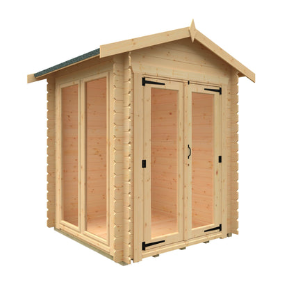 Norven Gardens glazed 19mm garden room log cabin with large windows, 6x6 size, ideal for outdoor leisure and garden use