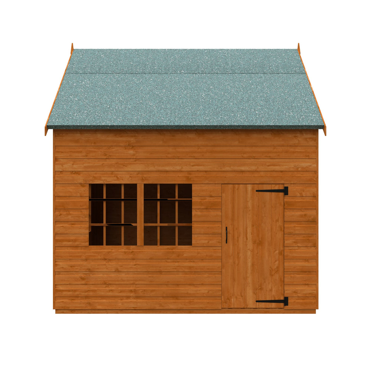 Norven Gardens two-storey cottage playhouse with front view, featuring a porch, windows, and charming design for outdoor play.