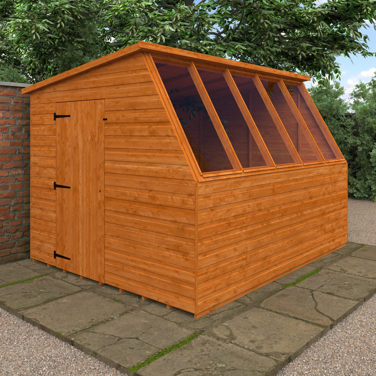 Norven Gardens Classic Potting Shed made of wood, 10x8 size, with windows and a sloped roof for gardening storage and workspace.